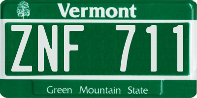 VT license plate ZNF711