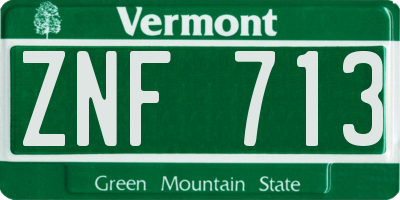 VT license plate ZNF713