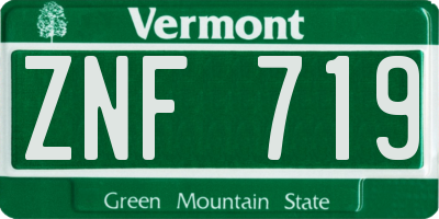 VT license plate ZNF719