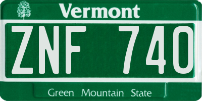 VT license plate ZNF740