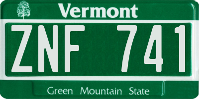 VT license plate ZNF741
