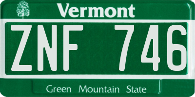 VT license plate ZNF746