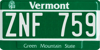 VT license plate ZNF759