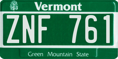 VT license plate ZNF761