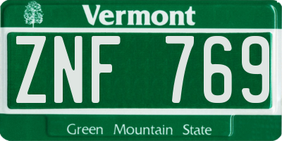 VT license plate ZNF769