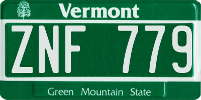 VT license plate ZNF779
