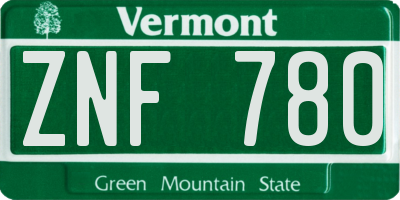 VT license plate ZNF780