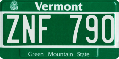 VT license plate ZNF790