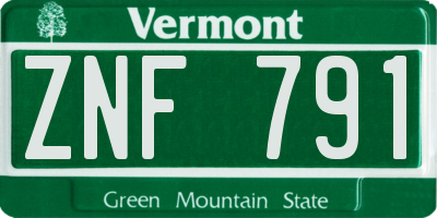VT license plate ZNF791