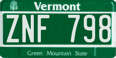 VT license plate ZNF798