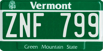 VT license plate ZNF799