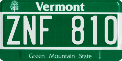 VT license plate ZNF810