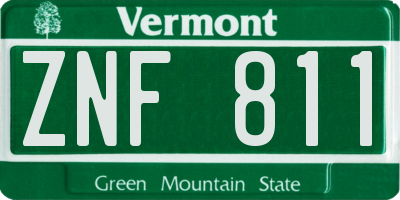 VT license plate ZNF811