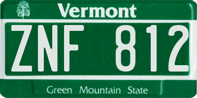 VT license plate ZNF812