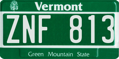 VT license plate ZNF813