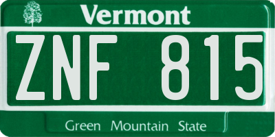 VT license plate ZNF815