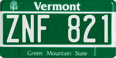 VT license plate ZNF821