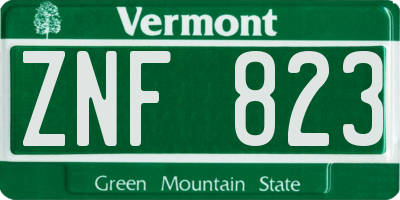 VT license plate ZNF823