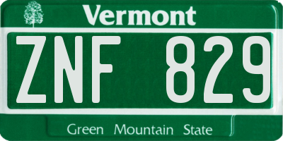 VT license plate ZNF829
