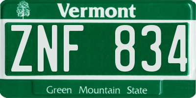 VT license plate ZNF834