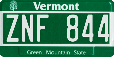 VT license plate ZNF844