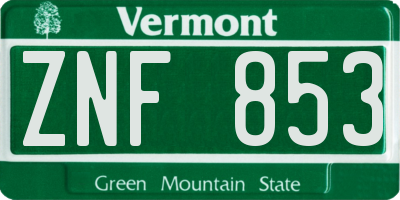 VT license plate ZNF853