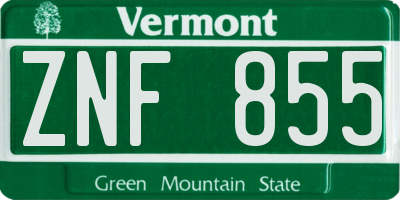 VT license plate ZNF855