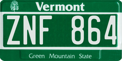 VT license plate ZNF864