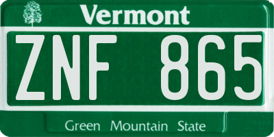 VT license plate ZNF865