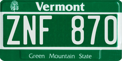 VT license plate ZNF870