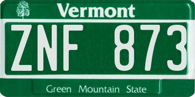 VT license plate ZNF873