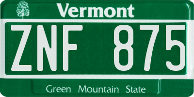 VT license plate ZNF875