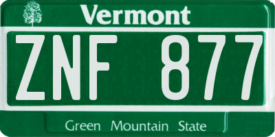 VT license plate ZNF877
