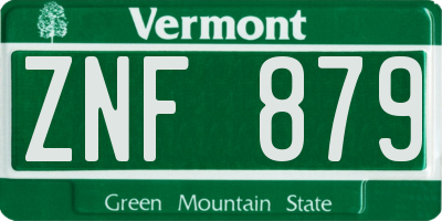 VT license plate ZNF879