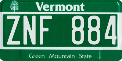 VT license plate ZNF884