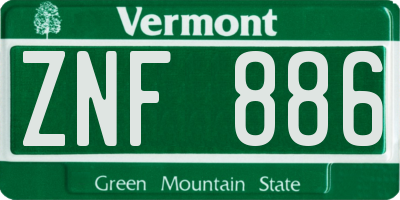 VT license plate ZNF886