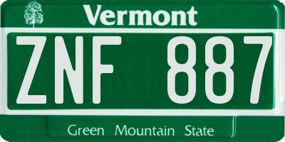 VT license plate ZNF887