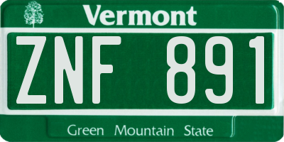 VT license plate ZNF891