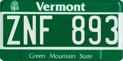 VT license plate ZNF893