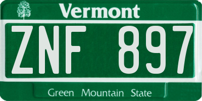 VT license plate ZNF897