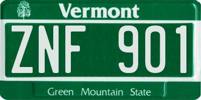VT license plate ZNF901