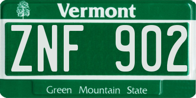VT license plate ZNF902