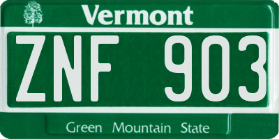 VT license plate ZNF903