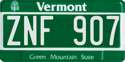 VT license plate ZNF907