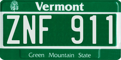 VT license plate ZNF911
