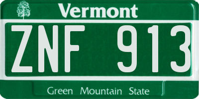 VT license plate ZNF913