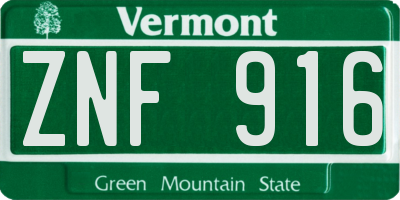 VT license plate ZNF916