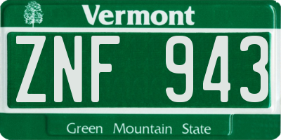 VT license plate ZNF943