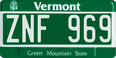 VT license plate ZNF969