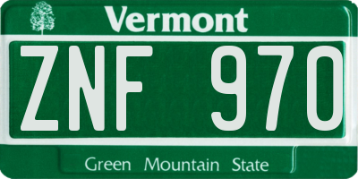 VT license plate ZNF970